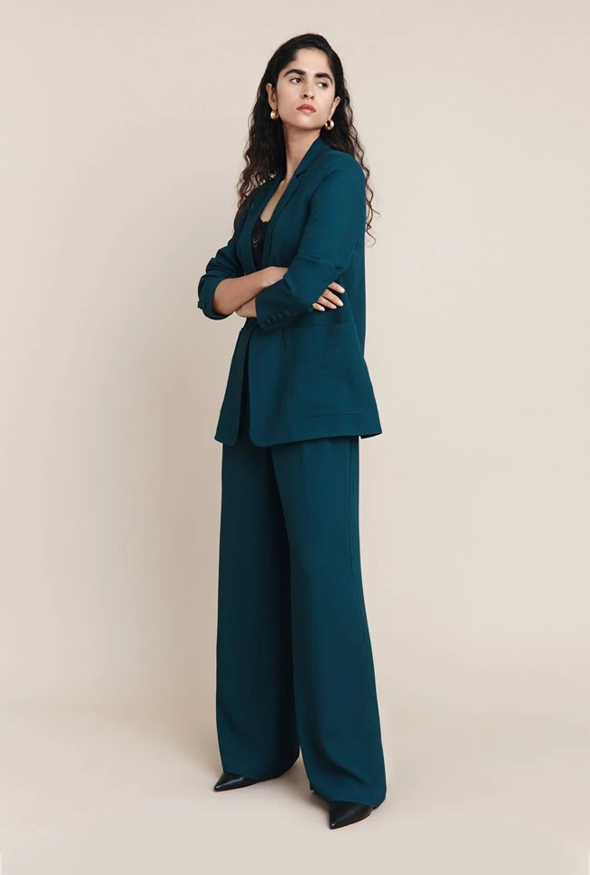 Wren Crepe Blazer Petrol Green Wren Crepe Blazer Petrol Green -Ghost Store J05G002 K72 25917 650px