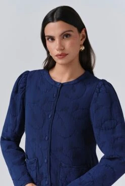 Zara Quilted Crepe Embroidered Button Through Jacket -Ghost Store J10G001 Z90 33773 650px 964px