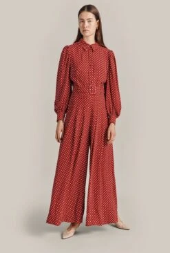 Flora Crepe Jumpsuit Red Spot -Ghost Store O07G003 Z78 29321 650px 964px
