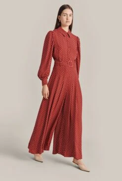 Flora Crepe Jumpsuit Red Spot -Ghost Store O07G003 Z78 29322 650px 964px