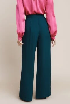 Mae Crepe Wide-Leg Trousers Petrol Green -Ghost Store P05G002 K72 25229 650px 964px