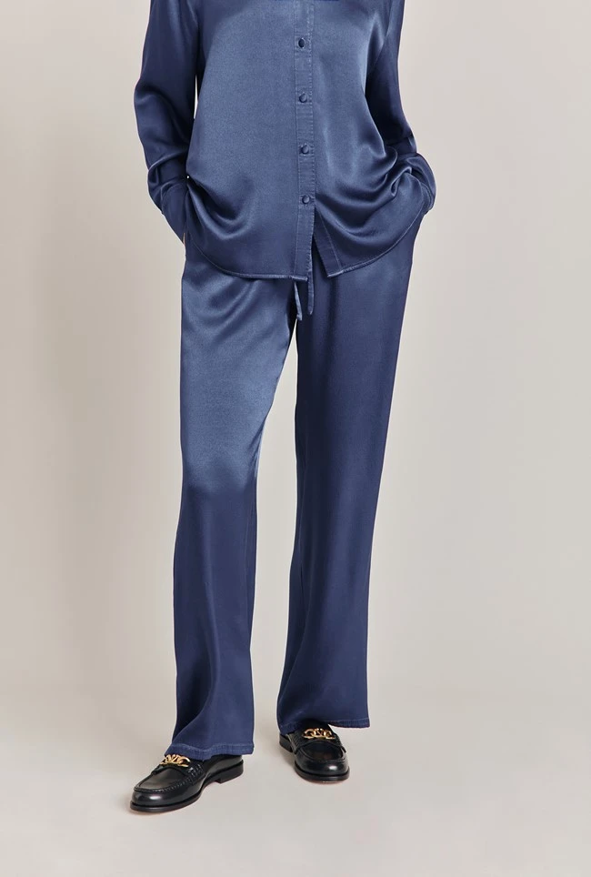 Imogen Satin Wide Leg Trouser Dark Blue Imogen Satin Wide Leg Trouser Dark Blue -Ghost Store P06G003A K74 28540 650px