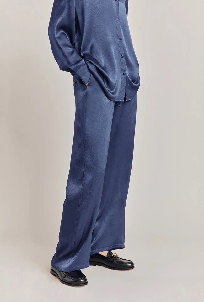 Imogen Satin Wide Leg Trouser Dark Blue Imogen Satin Wide Leg Trouser Dark Blue -Ghost Store P06G003A K74 28541 650px