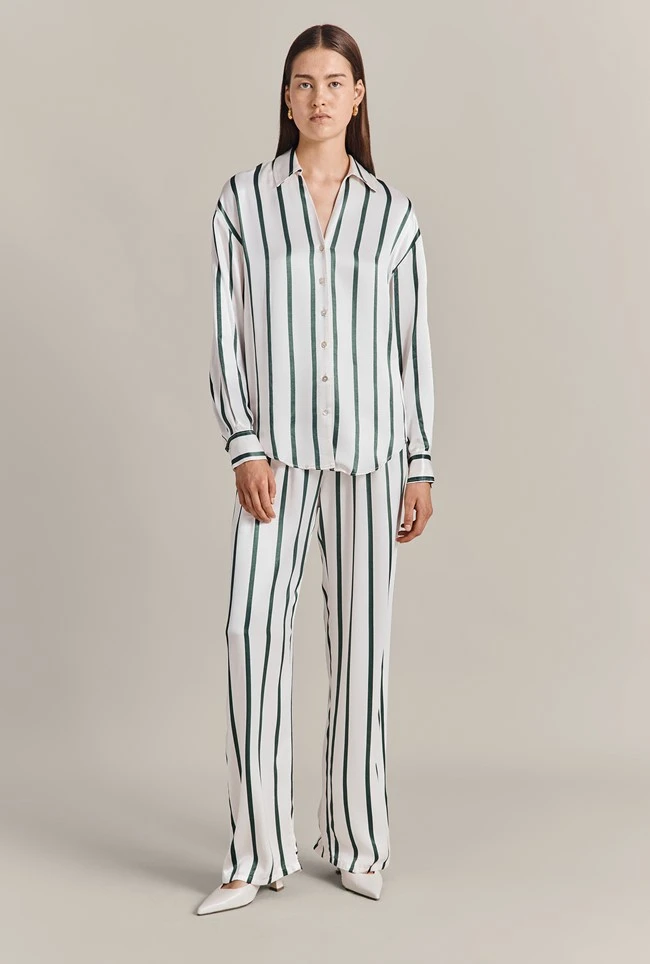 Imogen Satin Wide Leg Trouser Green Stripe Imogen Satin Wide Leg Trouser Green Stripe -Ghost Store P06G003A Z80 29380 650px