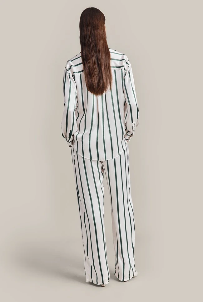 Imogen Satin Wide Leg Trouser Green Stripe Imogen Satin Wide Leg Trouser Green Stripe -Ghost Store P06G003A Z80 29382 650px