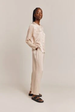 Ella Satin Trouser Stone -Ghost Store P06G004A N04 26759 650px 964px