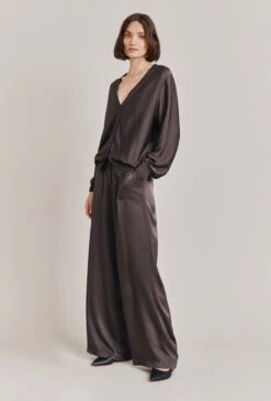 Aurora Satin Cargo Trousers Dark Charcoal -Ghost Store P06G005 B21 28549 650px 964px
