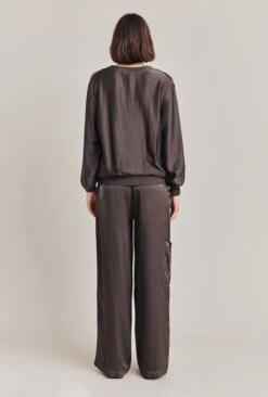 Aurora Satin Cargo Trousers Dark Charcoal -Ghost Store P06G005 B21 28550 650px 964px
