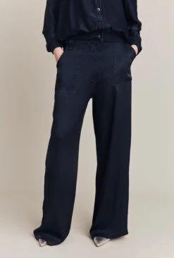 Aurora Satin Cargo Trousers Navy -Ghost Store P06G005 K10 26588 650px 964px