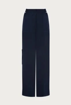 Aurora Satin Cargo Trousers Navy -Ghost Store P06G005 K10 27148 650px 964px