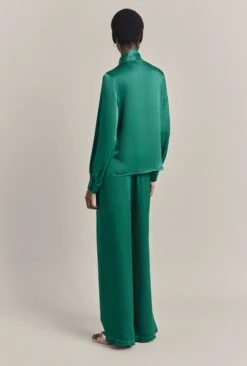 Sylvia Satin Trouser Green 2 Sylvia Satin Trouser Green -Ghost Store P07G010 J30 29738 650px 964px