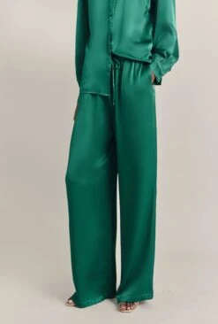 Sylvia Satin Trouser Green 3 Sylvia Satin Trouser Green -Ghost Store P07G010 J30 29739 650px 964px
