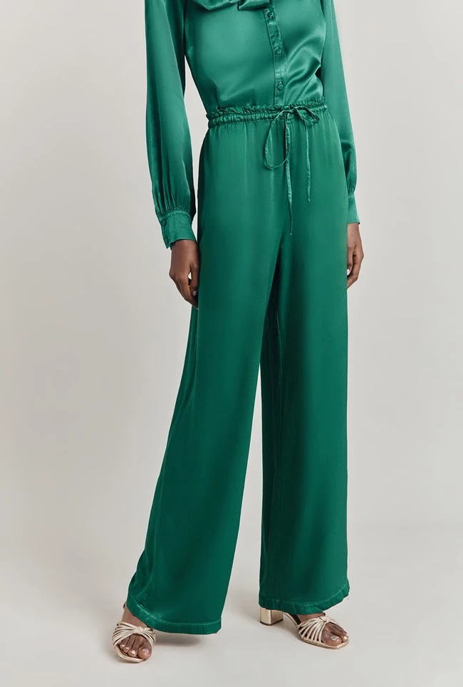 Sylvia Satin Trouser Green Sylvia Satin Trouser Green -Ghost Store P07G010 J30 29740 650px