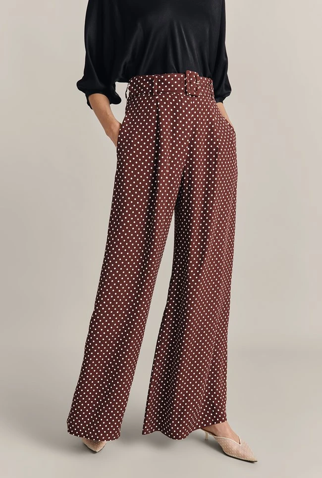Clara Crepe Palazzo Trousers Delores Spot Clara Crepe Palazzo Trousers Delores Spot -Ghost Store P07G018 Z16 29376 650px