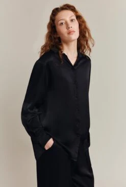 Ellie Satin Shirt Black