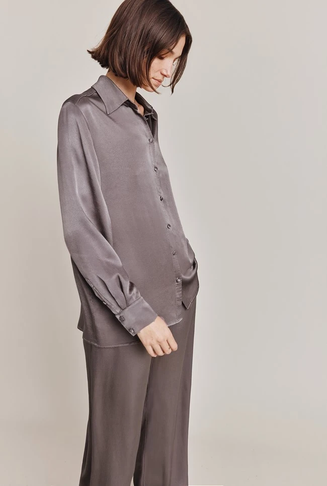 Ellie Satin Shirt Grey Ellie Satin Shirt Grey -Ghost Store Q06G007A B03 28572 650px