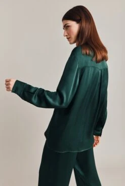 Ellie Satin Shirt Dark Green -Ghost Store Q06G007A J13 28584 650px 964px