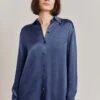 Ellie Satin Shirt Dark Blue