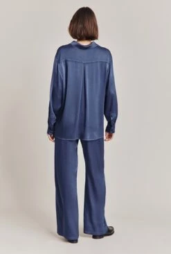 Ellie Satin Shirt Dark Blue -Ghost Store Q06G007A K74 28580 650px 964px