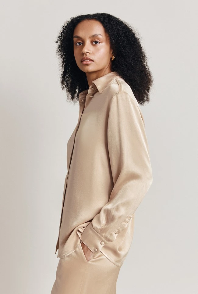 Ellie Satin Shirt Stone Ellie Satin Shirt Stone -Ghost Store Q06G007A N04 28069 650px