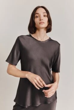 Ivy Satin Top Dark Charcoal -Ghost Store Q06G008A B21 28619 650px 964px