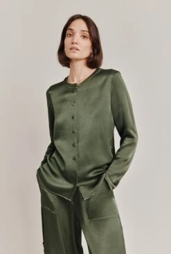 Efie Satin Blouse Thyme -Ghost Store Q06G010 J96 28589 650px 964px