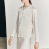 Efie Satin Long Sleeve Blouse Ivory