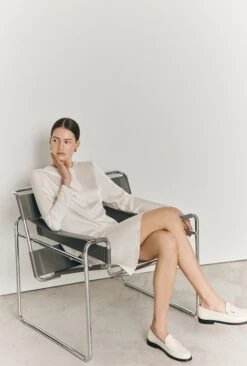 Efie Satin Long Sleeve Blouse Ivory -Ghost Store Q06G010 M12 27002 650px 964px