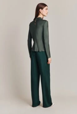 Mika Satin Turtleneck Top Dark Sage -Ghost Store Q07G002 J11 28820 650px 964px