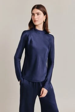 Mika Satin Turtleneck Top Navy 4 Mika Satin Turtleneck Top Navy -Ghost Store Q07G002 K10 28818 650px 964px