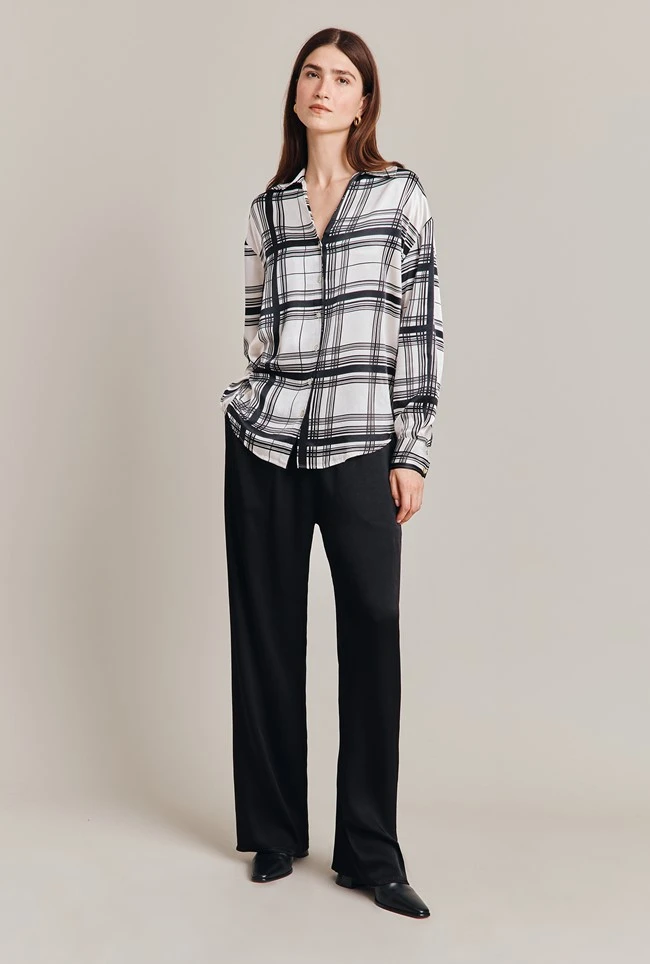 Amy Satin Long Sleeve Shirt Black Check Amy Satin Long Sleeve Shirt Black Check -Ghost Store Q07G009 Z83 28845 650px