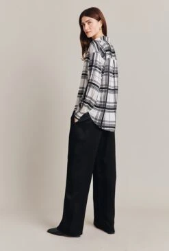 Amy Satin Long Sleeve Shirt Black Check 4 Amy Satin Long Sleeve Shirt Black Check -Ghost Store Q07G009 Z83 28848 650px 964px