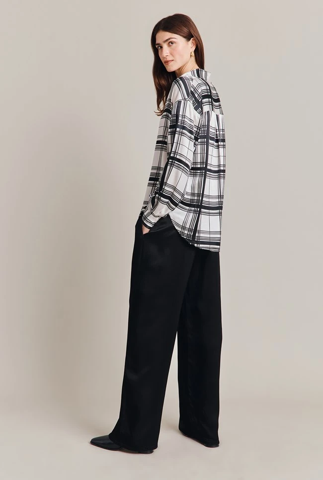 Amy Satin Long Sleeve Shirt Black Check Amy Satin Long Sleeve Shirt Black Check -Ghost Store Q07G009 Z83 28848 650px