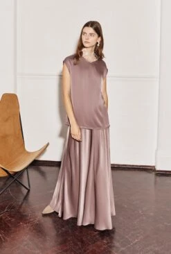 Melody Satin Short Sleeve Top Grey -Ghost Store Q07G019 B03 28978 650px 964px