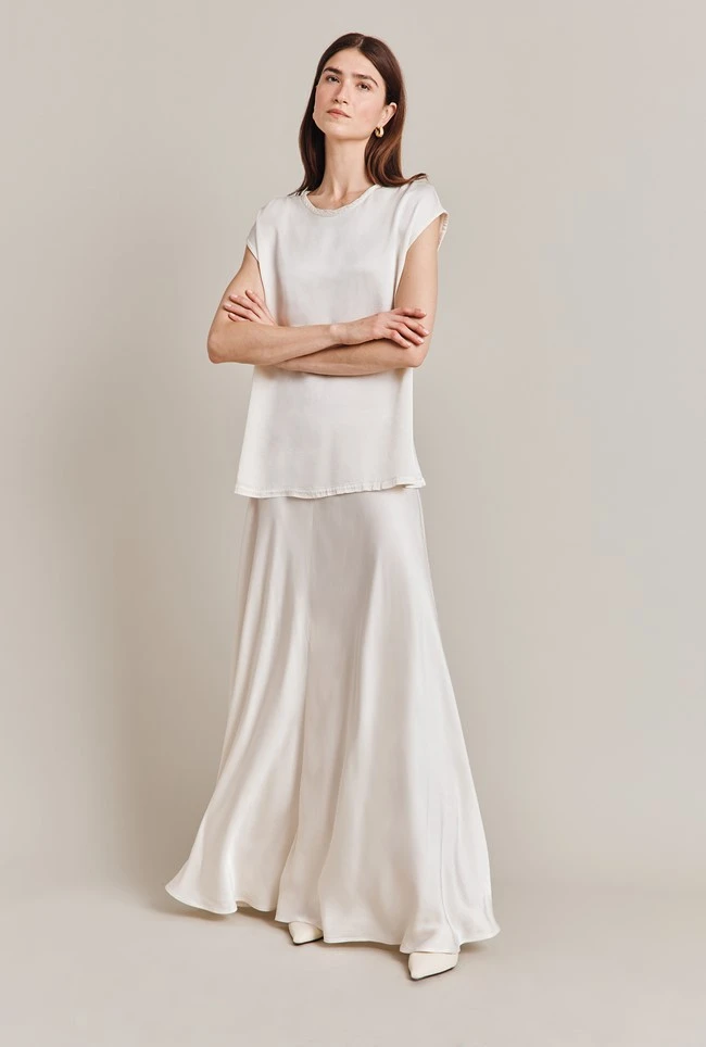 Melody Satin Short Sleeve Top Ivory Melody Satin Short Sleeve Top Ivory -Ghost Store Q07G019 M12 28875 650px