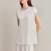 Melody Satin Short Sleeve Top Ivory
