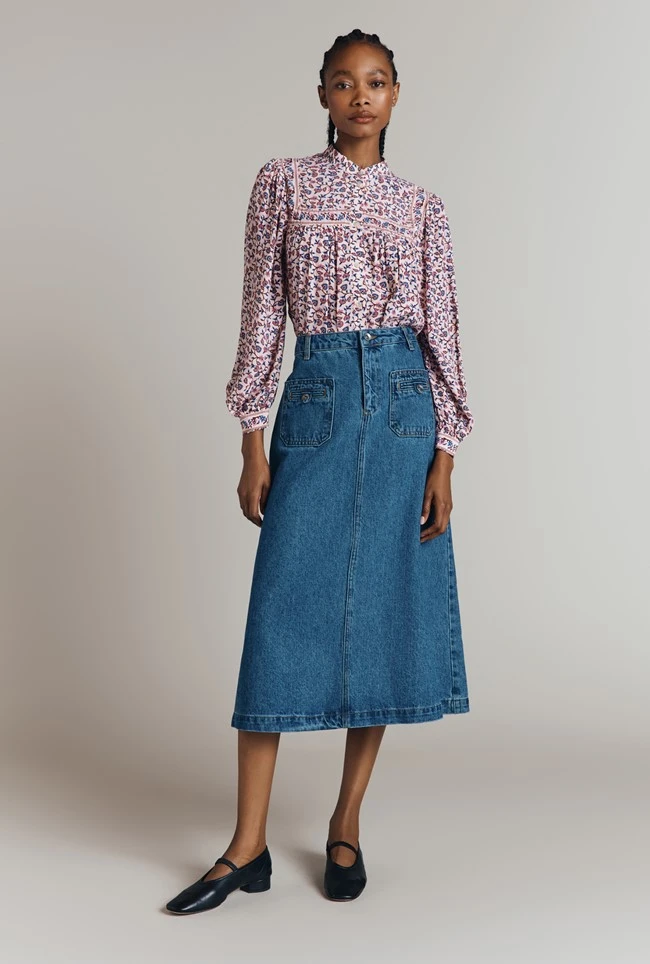 Cindy Crepe Button Through Blouse Cindy Crepe Button Through Blouse -Ghost Store Q09G007 Z32 32045 650px