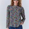 Lydie Crepe Floral Button Up Blouse