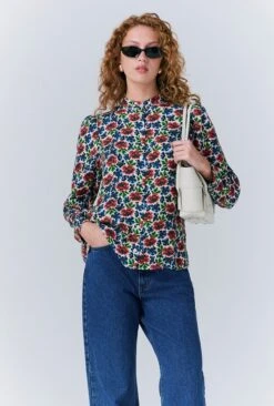 Lydie Crepe Floral Button Up Blouse -Ghost Store Q10G011 Z73 33410 650px 964px
