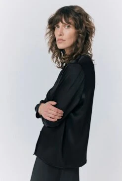 Efie Satin Button Through Blouse -Ghost Store Q10G015 A01 33514 650px 964px