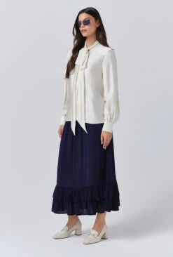 Anna Satin Tie Neck Blouse -Ghost Store Q11G001 M12 33796 650px 964px