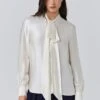 Anna Satin Tie Neck Blouse