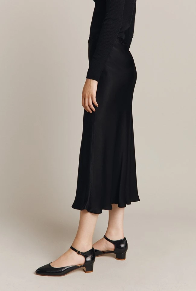 Luna Satin Slip Skirt Black Luna Satin Slip Skirt Black -Ghost Store S05G002A A01 26339 650px