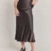 Luna Satin Slip Skirt Dark Charcoal