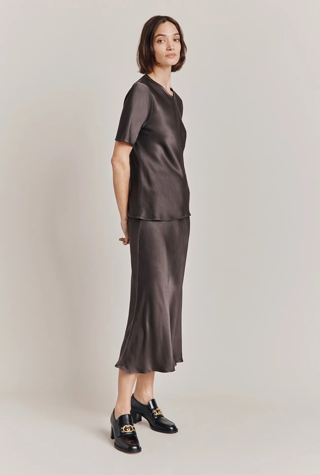 Luna Satin Slip Skirt Dark Charcoal Luna Satin Slip Skirt Dark Charcoal -Ghost Store S05G002A B21 28613 650px