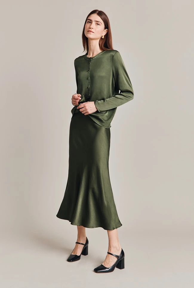 Luna Satin Slip Skirt Thyme Luna Satin Slip Skirt Thyme -Ghost Store S05G002A J96 28592 650px