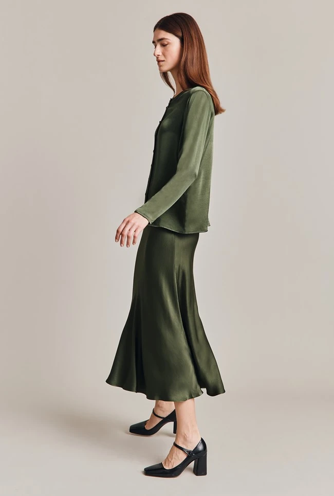 Luna Satin Slip Skirt Thyme Luna Satin Slip Skirt Thyme -Ghost Store S05G002A J96 28593 650px