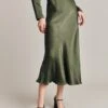 Luna Satin Slip Skirt Thyme