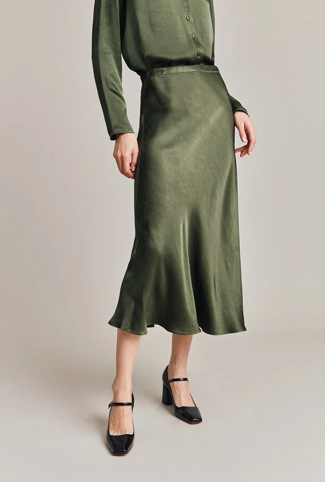 Luna Satin Slip Skirt Thyme Luna Satin Slip Skirt Thyme -Ghost Store S05G002A J96 28594 650px