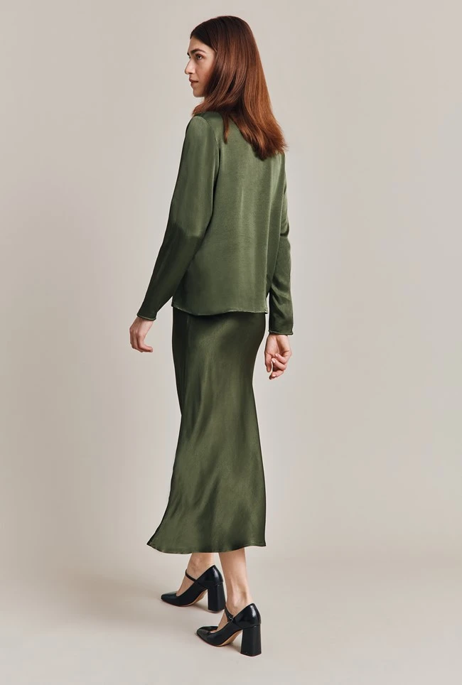 Luna Satin Slip Skirt Thyme Luna Satin Slip Skirt Thyme -Ghost Store S05G002A J96 28595 650px